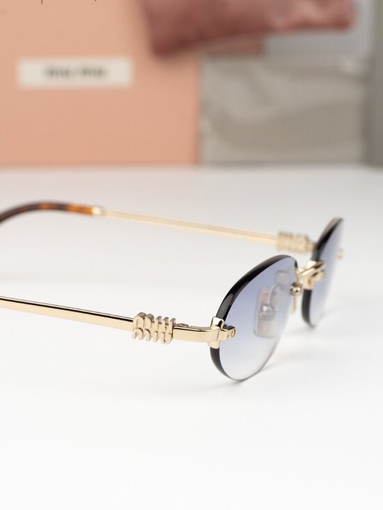 Miu Miu Women Sunglasses Gold Clear Gradient Blue Oval MUA54S ZVN80O BRAND NEW main image 9